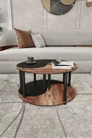 YİN YANG UNITY SERENITY ORTA SEHPA 2 Lİ TEKERLEKLİ SİYAH CEVİZ 70 CM